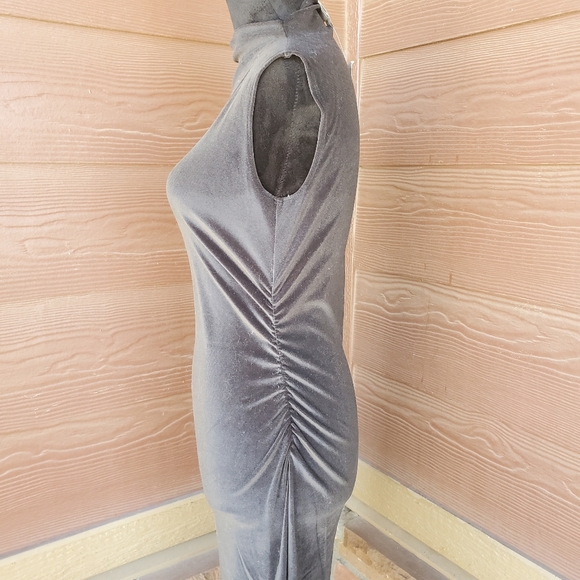 NWT A New Day Women's Mini Velvet Ruched Dress Black - Picture 9 of 15